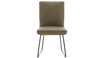 Polsterstuhl Interliving aus Leder in Grün Interliving Esszimmer Serie 5504 - Polsterstuhl grünes Leder EVI 33 & schwarzes Kufengestell S 355