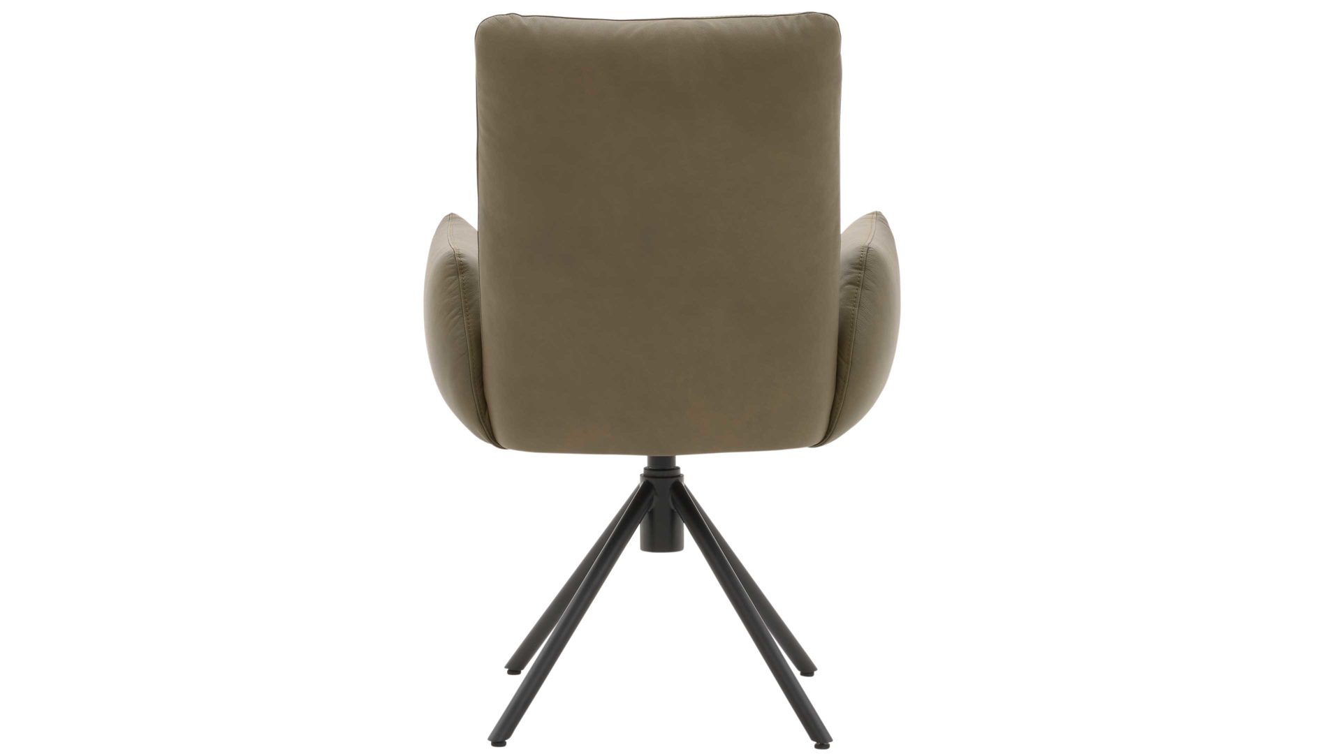 Polsterstuhl Interliving aus Leder in Grün Interliving Esszimmer Serie 5504 - Armlehnstuhl 37 grünes Leder EVI 33 & schwarzer Drehfuß S 349