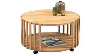 Couchtisch M2 kollektion aus Holz in Holzfarben Couchtisch Mats 2 Wildeiche - Durchmesser ca. 70 cm