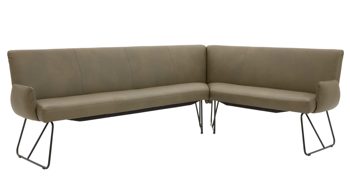 Eckbank Interliving aus Leder in Grün Interliving Esszimmer Serie 5504 - Eckbank grünes Leder EVI 33 & schwarzes Kufengestell S 355 - Stellfläche ca. 249 x 189 cm