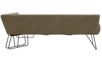 Eckbank Interliving aus Leder in Grün Interliving Esszimmer Serie 5504 - Eckbank grünes Leder EVI 33 & schwarzes Kufengestell S 355 - Stellfläche ca. 249 x 189 cm