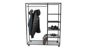 Rollgarderobe M2 kollektion aus Metall in Schwarz Kleiderständer Andorra 2 schwarz - Breite ca. 110 cm