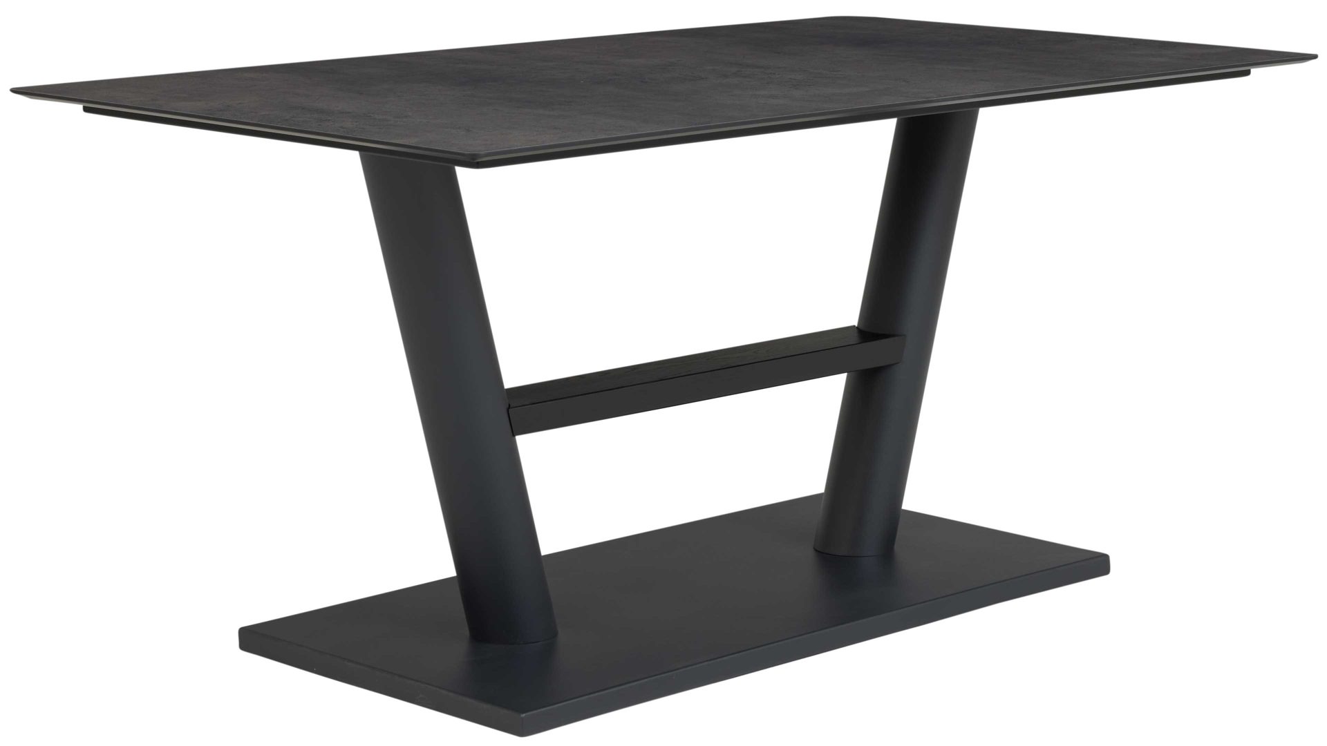 Esstisch Interliving aus Holz in Grau Interliving Esszimmer Serie 5105 – Esstisch betonfarbenes HPL & schwarzes Metall – ca. 160 x 90 cm