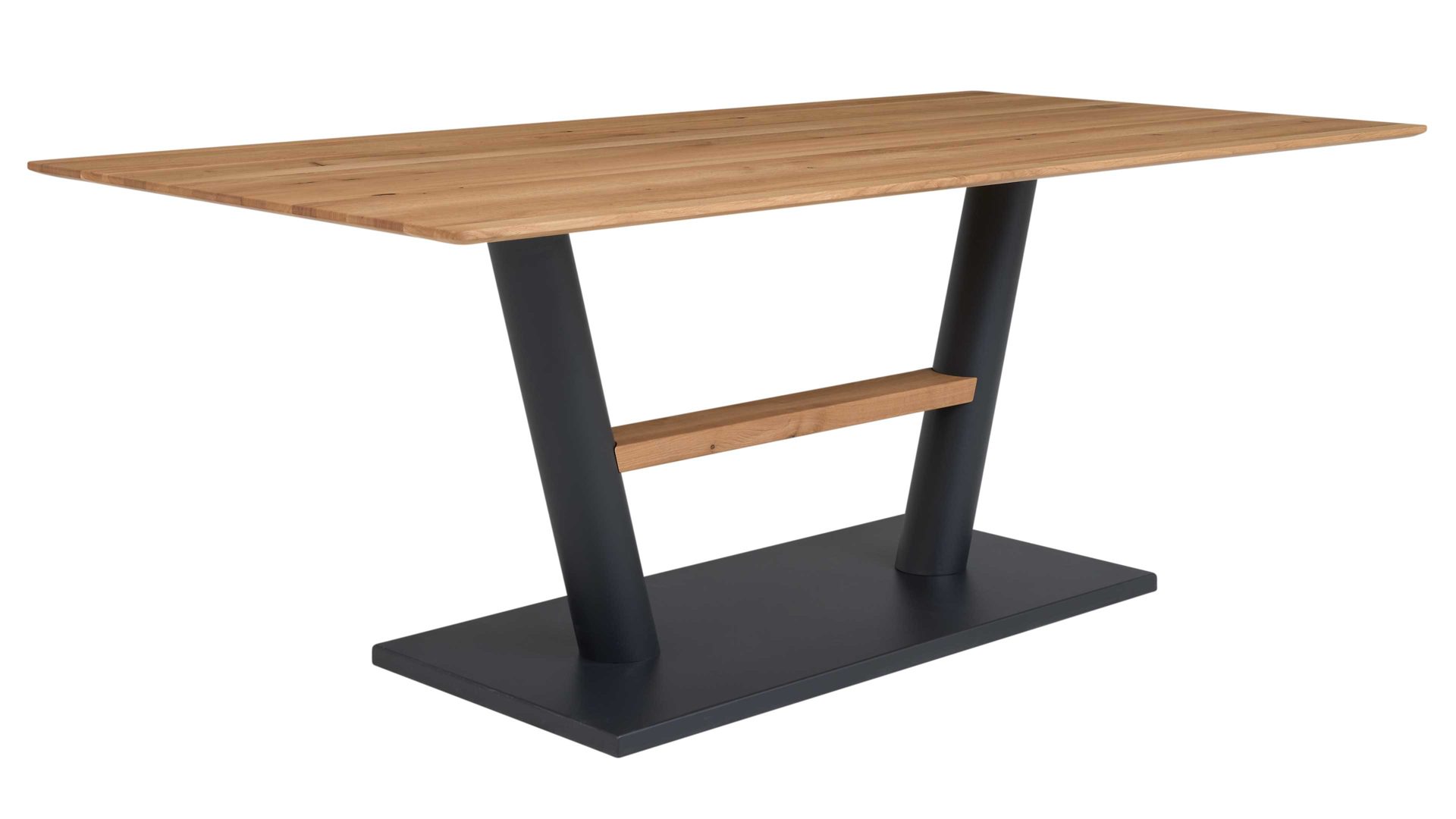 Esstisch Interliving aus Holz in Holzfarben Interliving Esszimmer Serie 5105 – Esstisch Charaktereiche & schwarzes Metall – ca. 220 x 100 cm