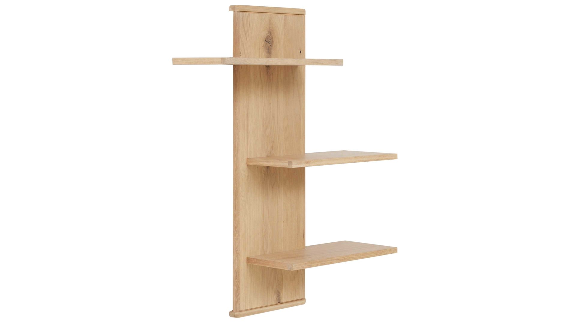 Wandregal Interliving aus Holz in Holzfarben Interliving Wohnzimmer Serie 2024 - Wandregal Eiche - drei Böden, ca. 85 x 106 cm