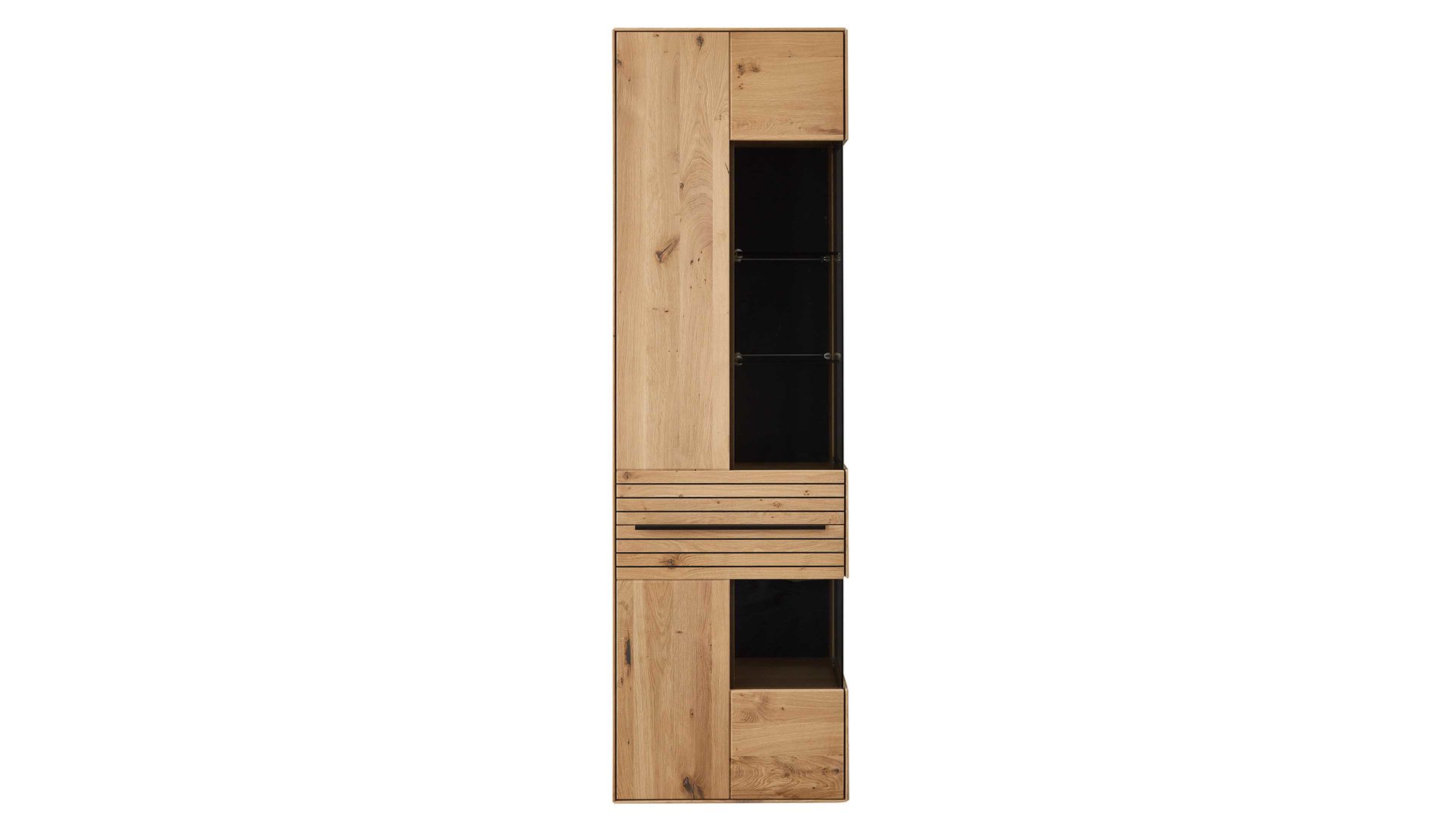 Vitrine Decker aus Holz in Holzfarben Vitrinenschrank biancofarbene Asteiche – Höhe ca. 206 cm