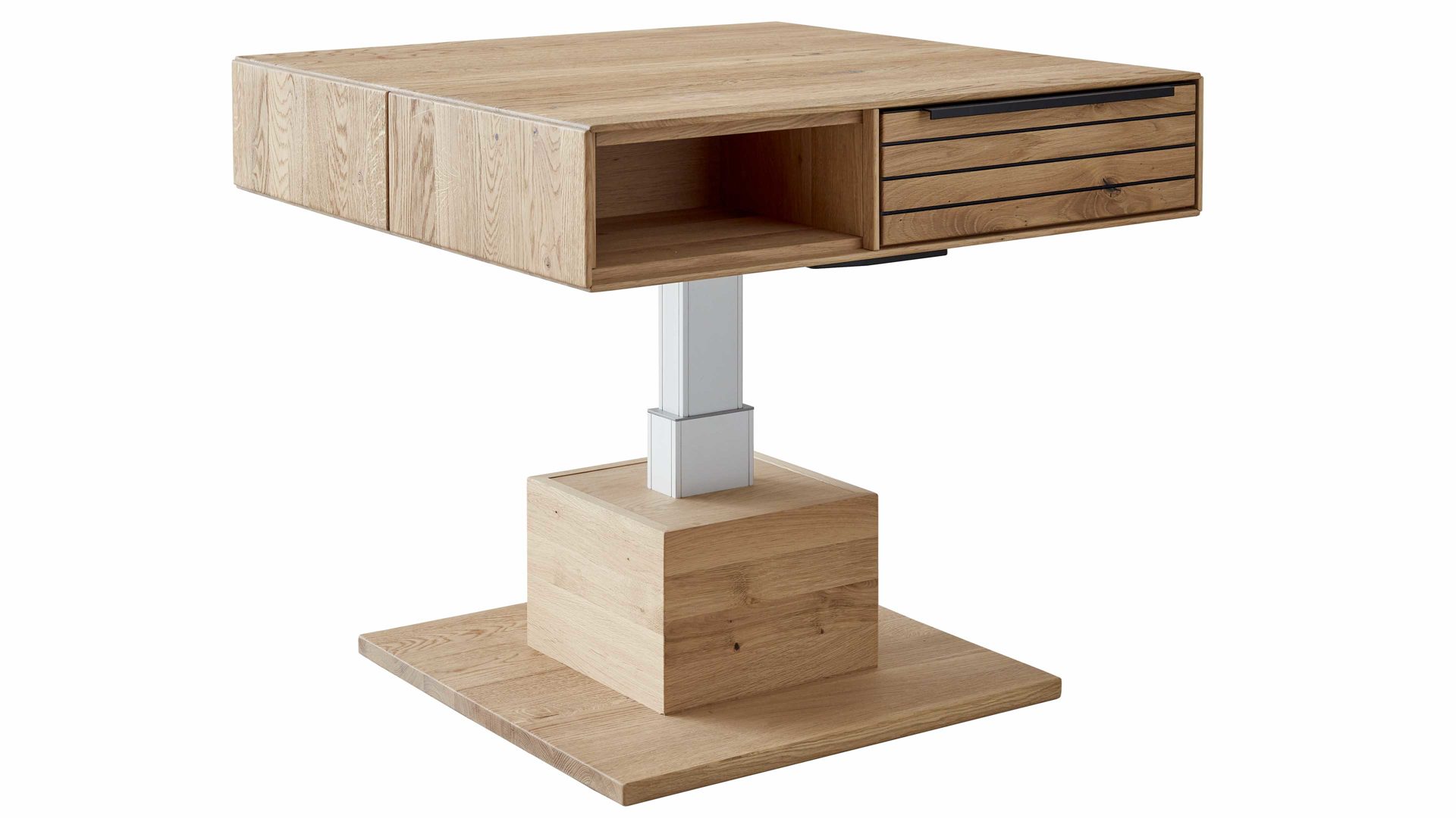 Couchtisch Decker aus Holz in Holzfarben Couchtisch mit Liftfunktion biancofarbene Asteiche – Breite ca. 82 cm