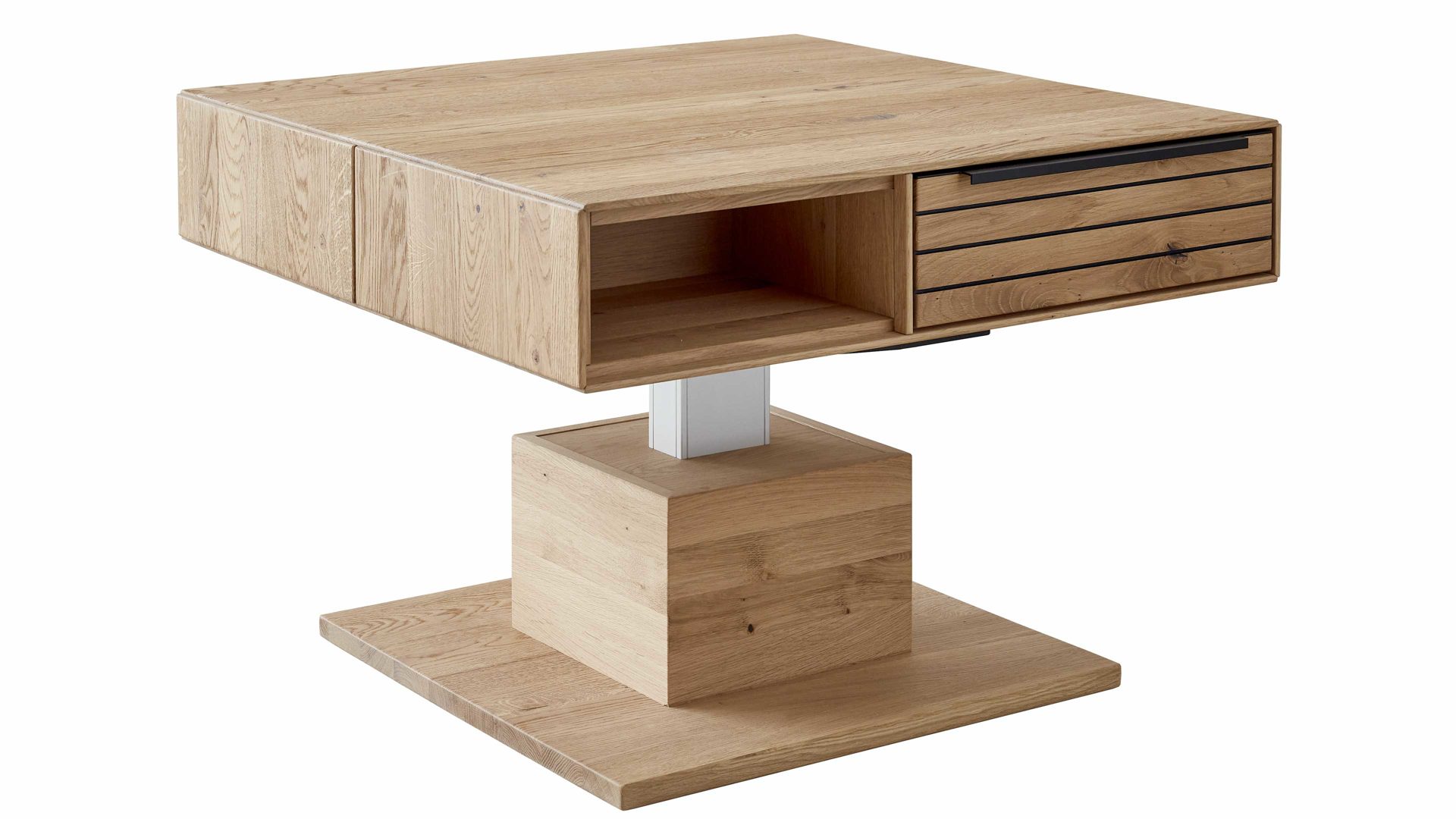 Couchtisch Decker aus Holz in Holzfarben Couchtisch mit Liftfunktion biancofarbene Asteiche – Breite ca. 82 cm