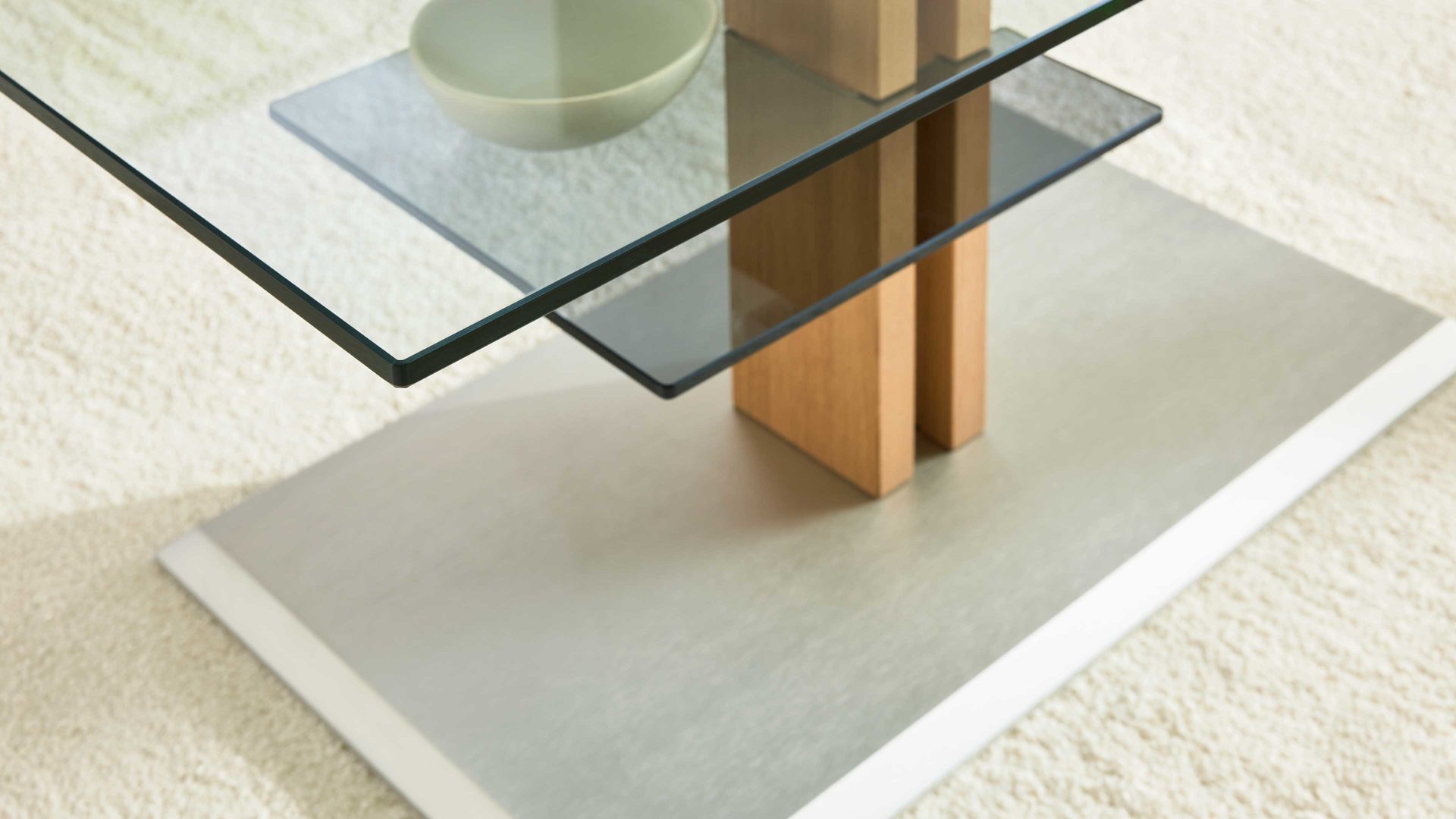 Couchtisch Interliving aus Glas in Transparent Interliving Couchtisch Serie 6212 - Couchtisch Klarglas & Wildeiche - ca. 100 x 60 cm