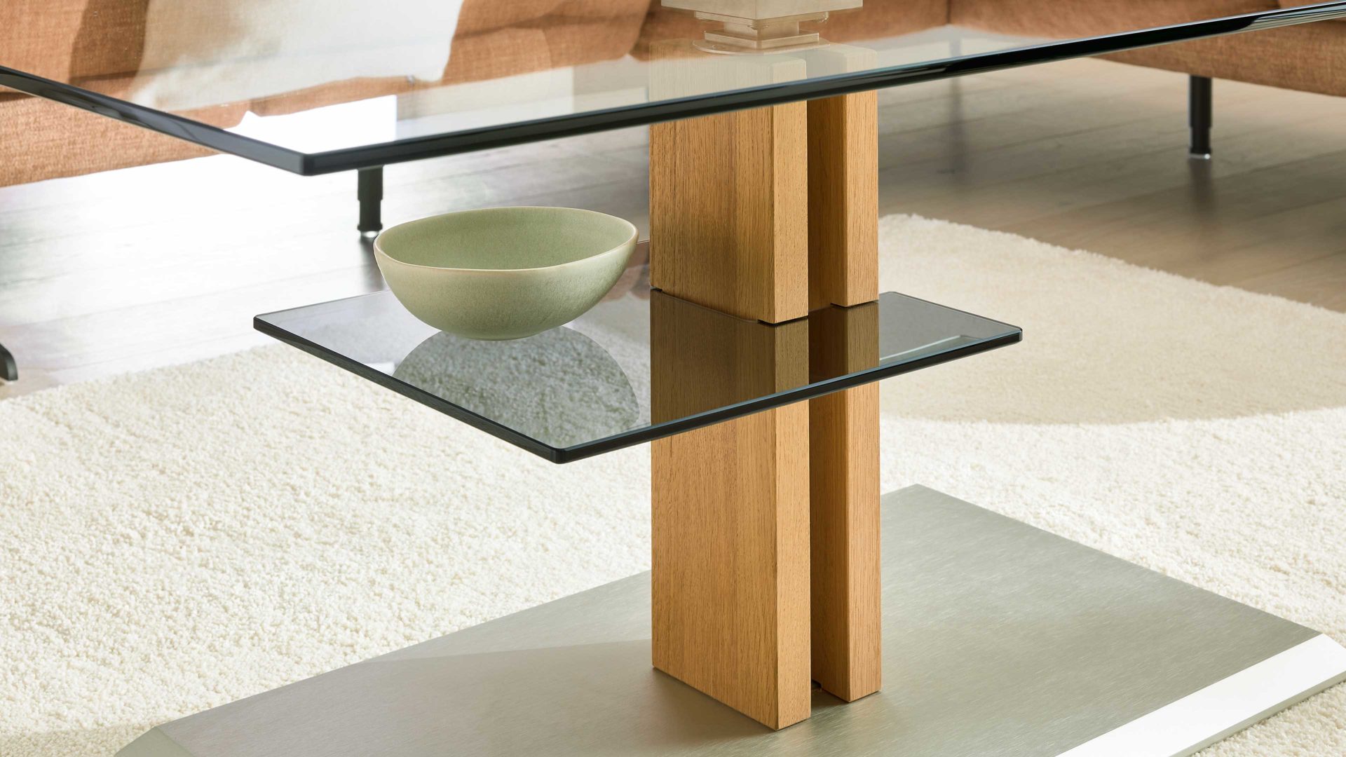 Couchtisch Interliving aus Glas in Transparent Interliving Couchtisch Serie 6212 - Couchtisch Klarglas & Wildeiche - ca. 100 x 60 cm