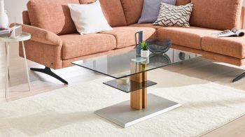 Couchtisch Interliving aus Glas in Transparent Interliving Couchtisch Serie 6212 - Couchtisch Klarglas & Wildeiche - ca. 100 x 60 cm