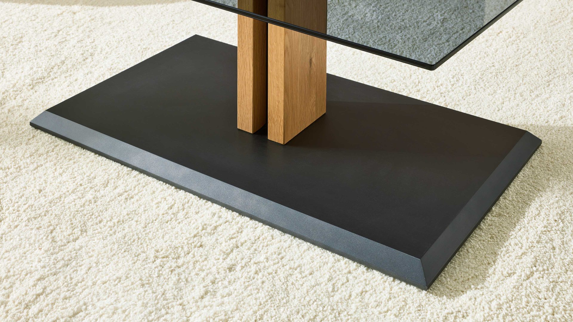 Couchtisch Interliving aus Glas in Dunkelgrau Interliving Couchtisch Serie 6212 - Couchtisch GPA-EBI graues Parsolglas & Wildeiche - ca. 100 x 60 cm