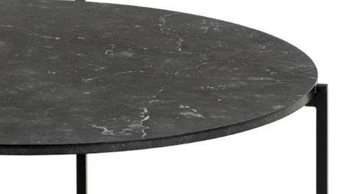 Couchtisch Actona group aus MDF in Schwarz Couchtisch Lamoine Schwarz & schwarzes Metallgestell - Durchmesser ca. 70 cm