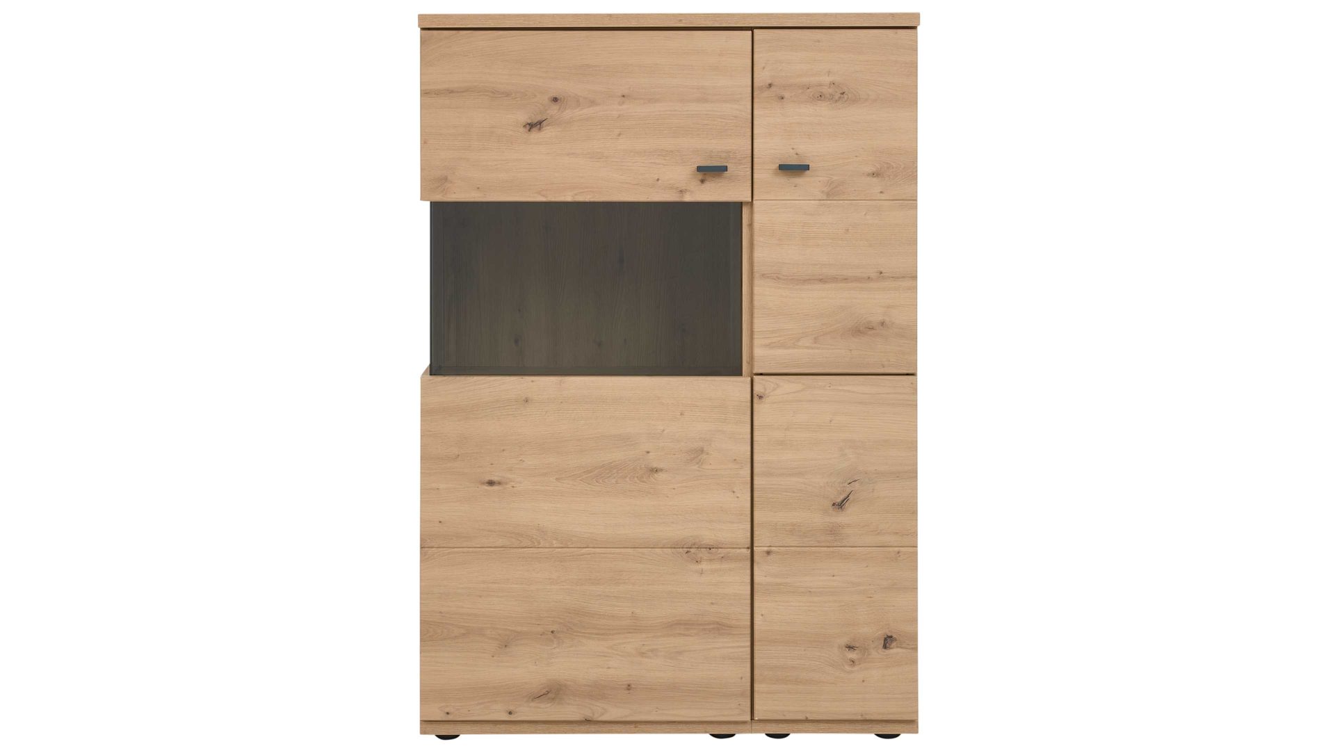 Wohnwand Interliving aus Holz in Holzfarben Interliving Wohnzimmer Serie 2110 - Wohnwand EB33001 Alteiche - fünfteilig, Breite ca. 330 cm