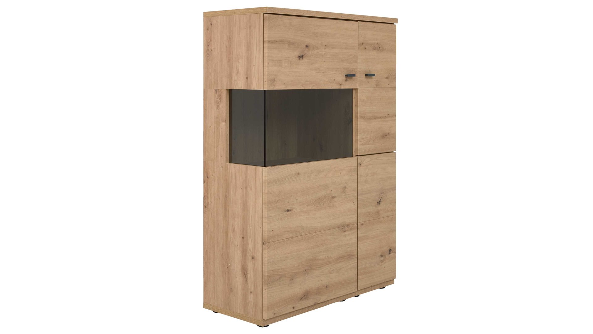 Wohnwand Interliving aus Holz in Holzfarben Interliving Wohnzimmer Serie 2110 - Wohnwand EB33001 Alteiche - fünfteilig, Breite ca. 330 cm