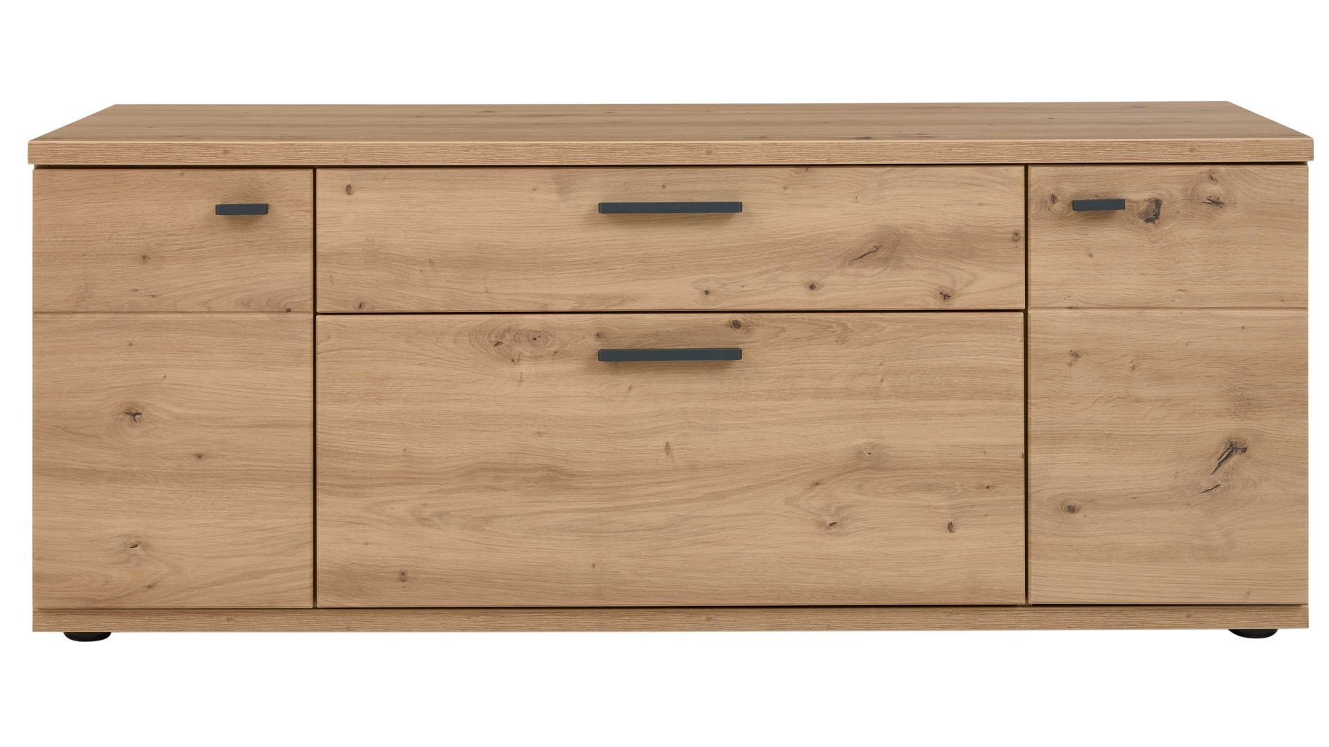 Lowboard Interliving aus Holz in Holzfarben Interliving Wohnzimmer Serie 2110 - Lowboard LT135.642 Alteiche - zwei Türen, zwei Schubladen, Breite ca. 135 cm