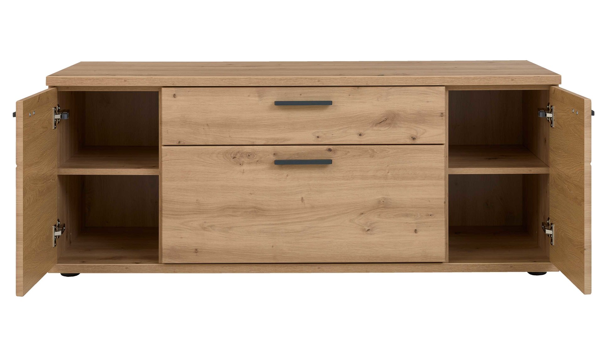 Wohnwand Interliving aus Holz in Holzfarben Interliving Wohnzimmer Serie 2110 - Wohnwand EB33001 Alteiche - fünfteilig, Breite ca. 330 cm