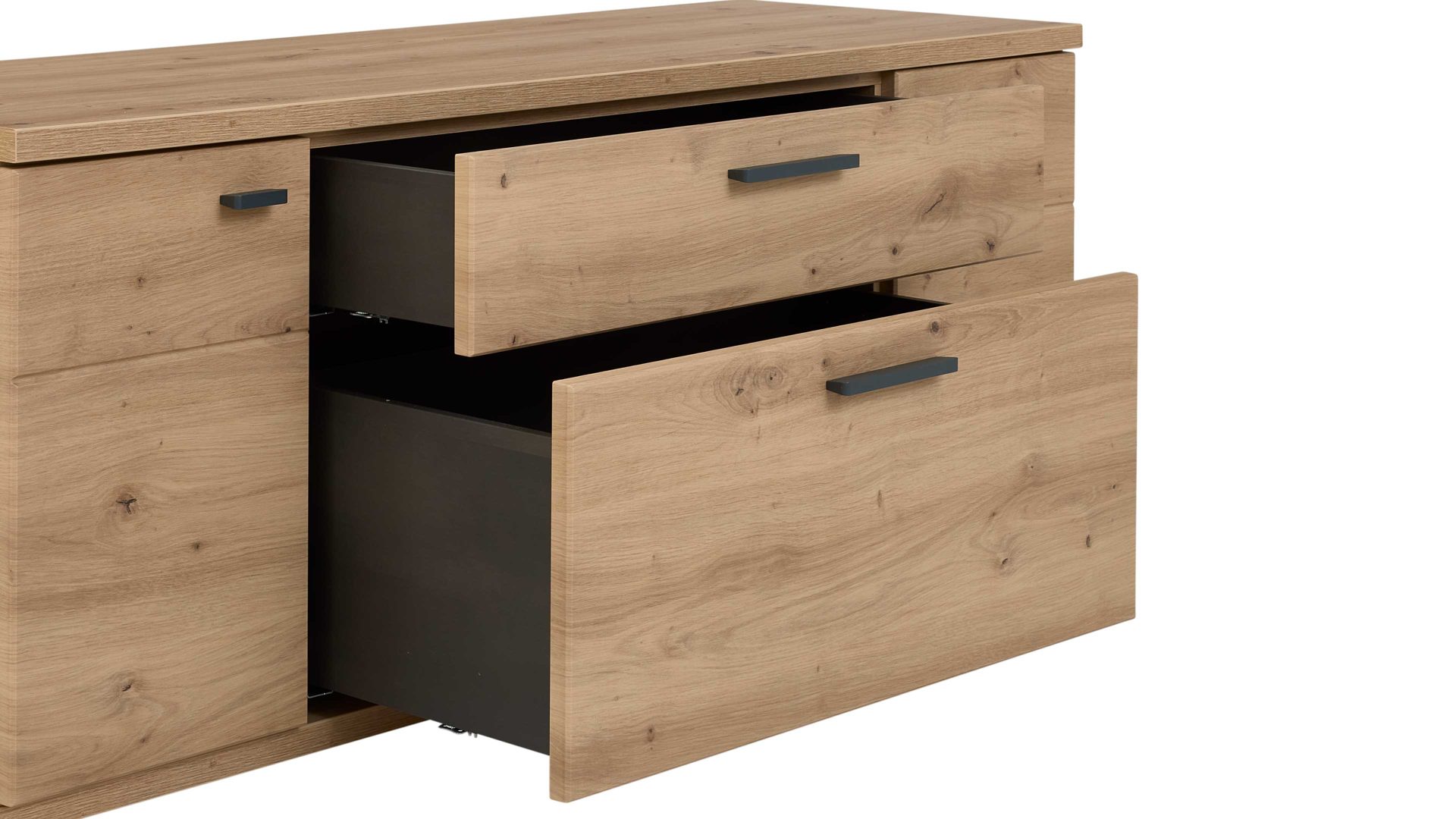 Lowboard Interliving aus Holz in Holzfarben Interliving Wohnzimmer Serie 2110 - Lowboard LT135.642 Alteiche - zwei Türen, zwei Schubladen, Breite ca. 135 cm