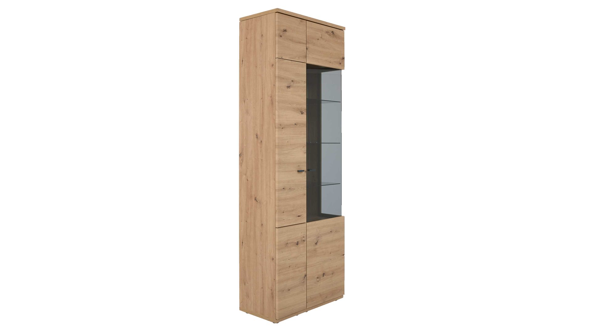 Wohnwand Interliving aus Holz in Holzfarben Interliving Wohnzimmer Serie 2110 - Wohnwand EB33001 Alteiche - fünfteilig, Breite ca. 330 cm