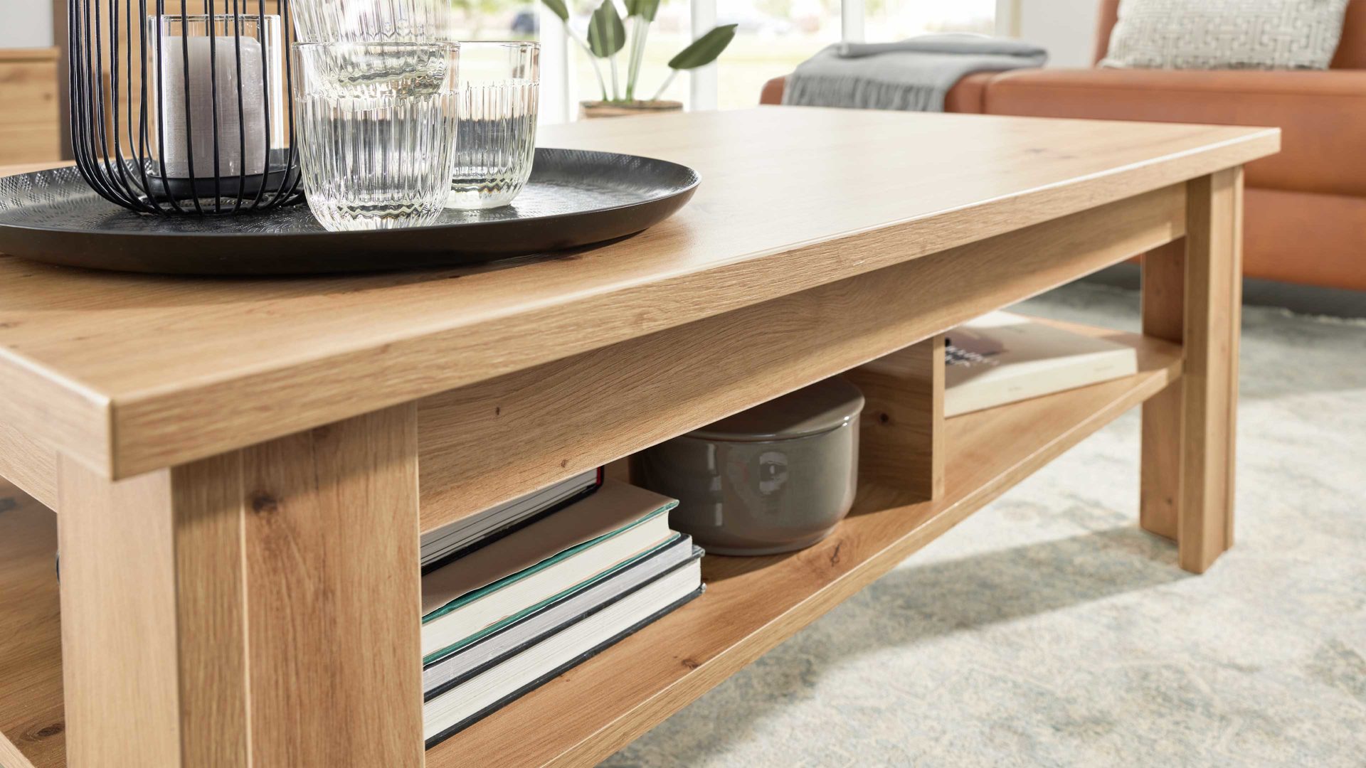 Couchtisch Interliving aus Holz in Holzfarben Interliving Wohnzimmer Serie 2110 - Couchtisch Alteiche - ca. 120 x 70 cm