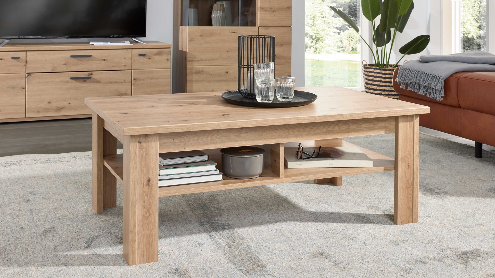 Couchtisch Interliving aus Holz in Holzfarben Interliving Wohnzimmer Serie 2110 - Couchtisch Alteiche - ca. 120 x 70 cm