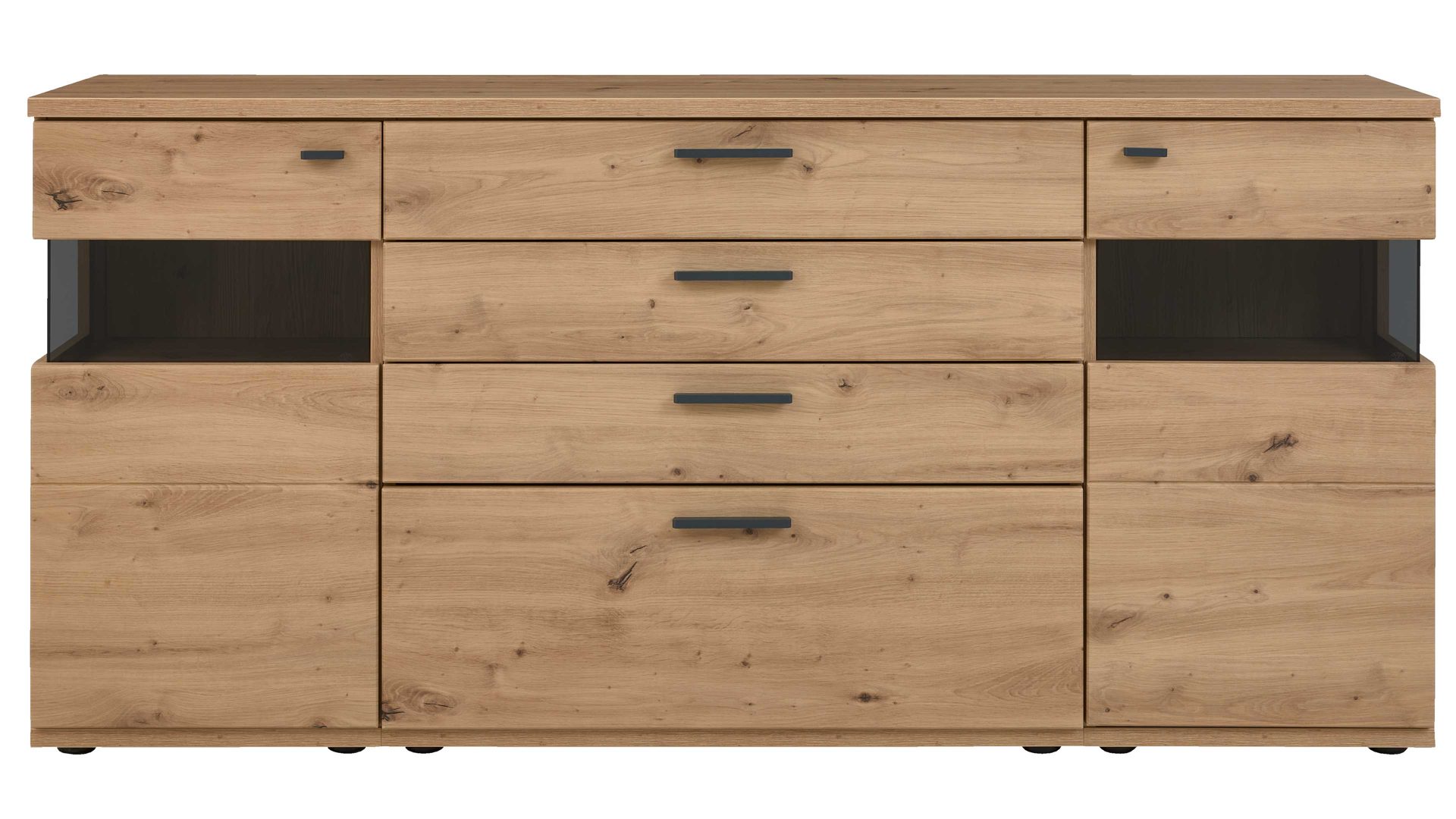 Sideboard Interliving aus Holz in Holzfarben Interliving Wohnzimmer Serie 2110 - Sideboard C18063 Alteiche - zwei Türen, vier Schubladen, Breite ca. 180 cm