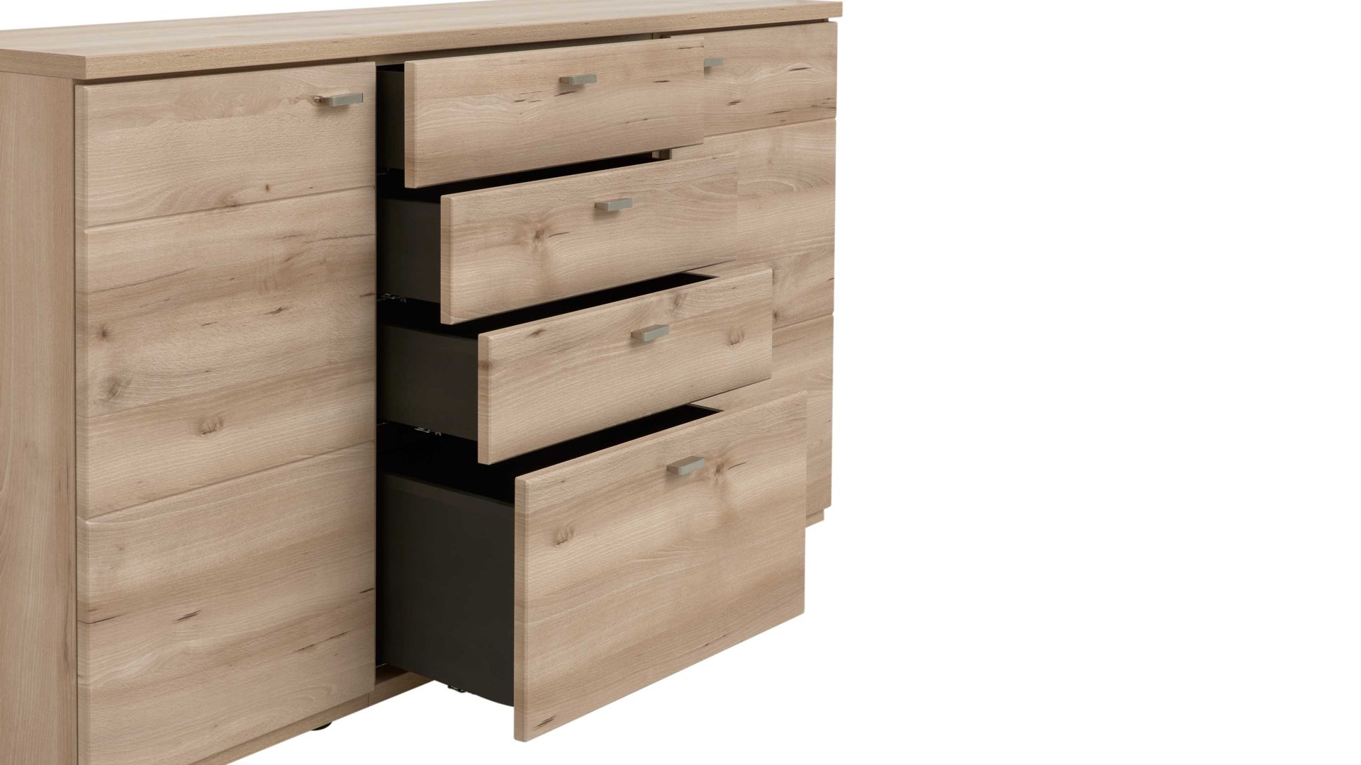 Sideboard Interliving aus Holz in Holzfarben Interliving Wohnzimmer Serie 2110 - Sideboard Naturbuche - zwei Türen, vier Schubladen, Breite ca. 150 cm