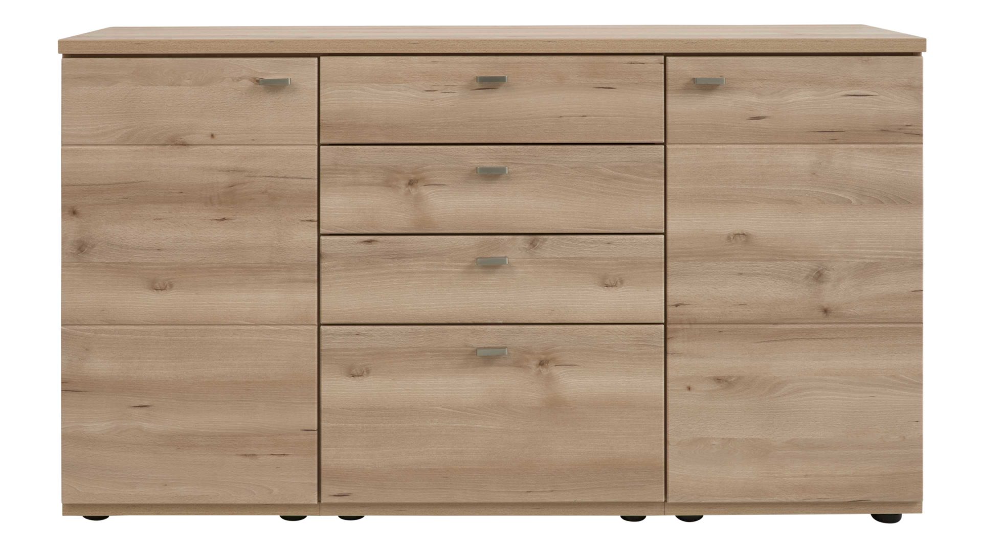 Sideboard Interliving aus Holz in Holzfarben Interliving Wohnzimmer Serie 2110 - Sideboard C15061 Naturbuche - zwei Türen, vier Schubladen, Breite ca. 150 cm