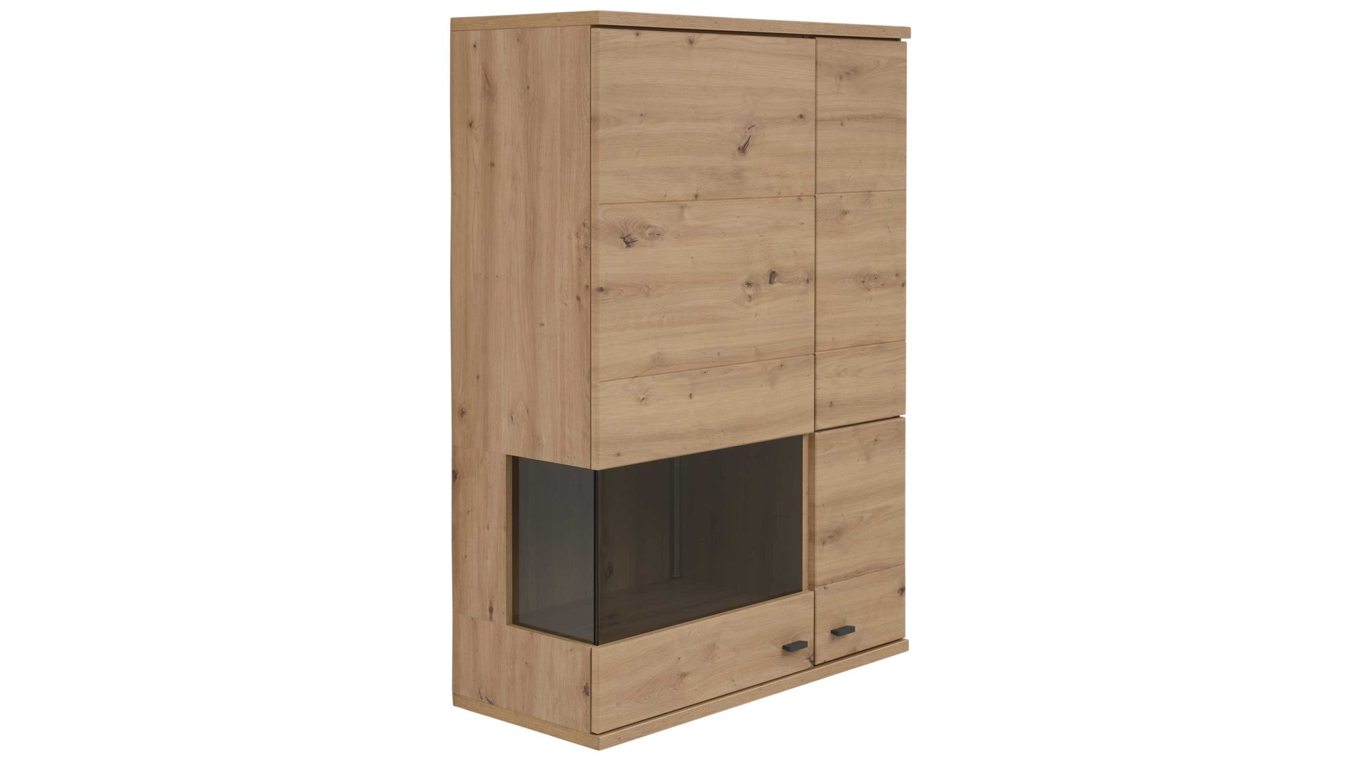 Wohnwand Interliving aus Holz in Holzfarben Interliving Wohnzimmer Serie 2110 - Wohnwand Alteiche - fünfteilig, Breite ca. 345 cm