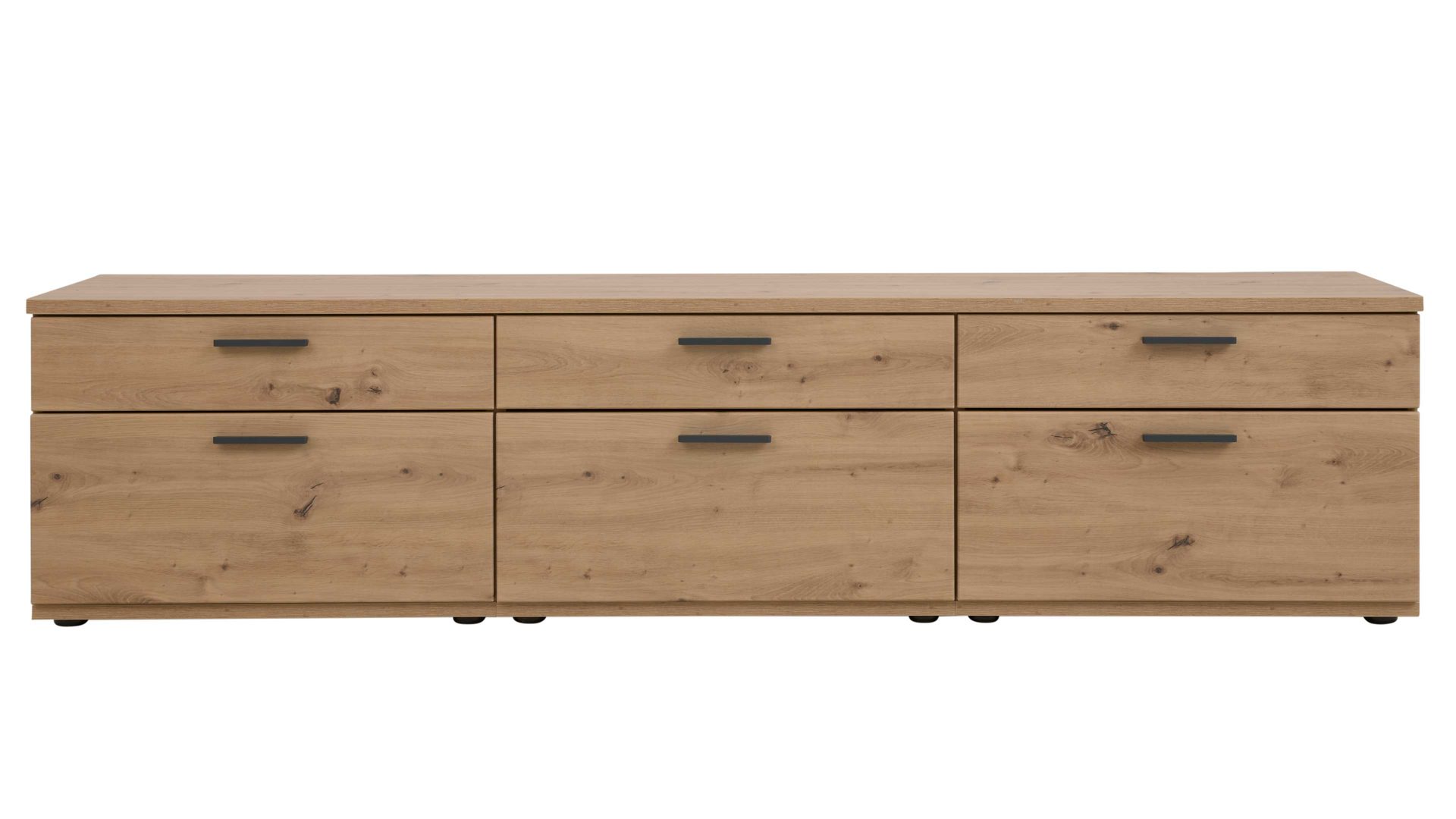 Wohnwand Interliving aus Holz in Holzfarben Interliving Wohnzimmer Serie 2110 - Wohnwand EB34501 Alteiche - fünfteilig, Breite ca. 345 cm