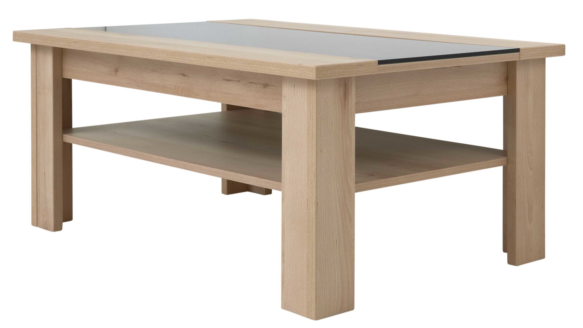 Couchtisch Interliving aus Holz in Grau Interliving Wohnzimmer Serie 2110 - Couchtisch TC7.105G graues Glas & Naturbuche - ca. 105 x 70 cm