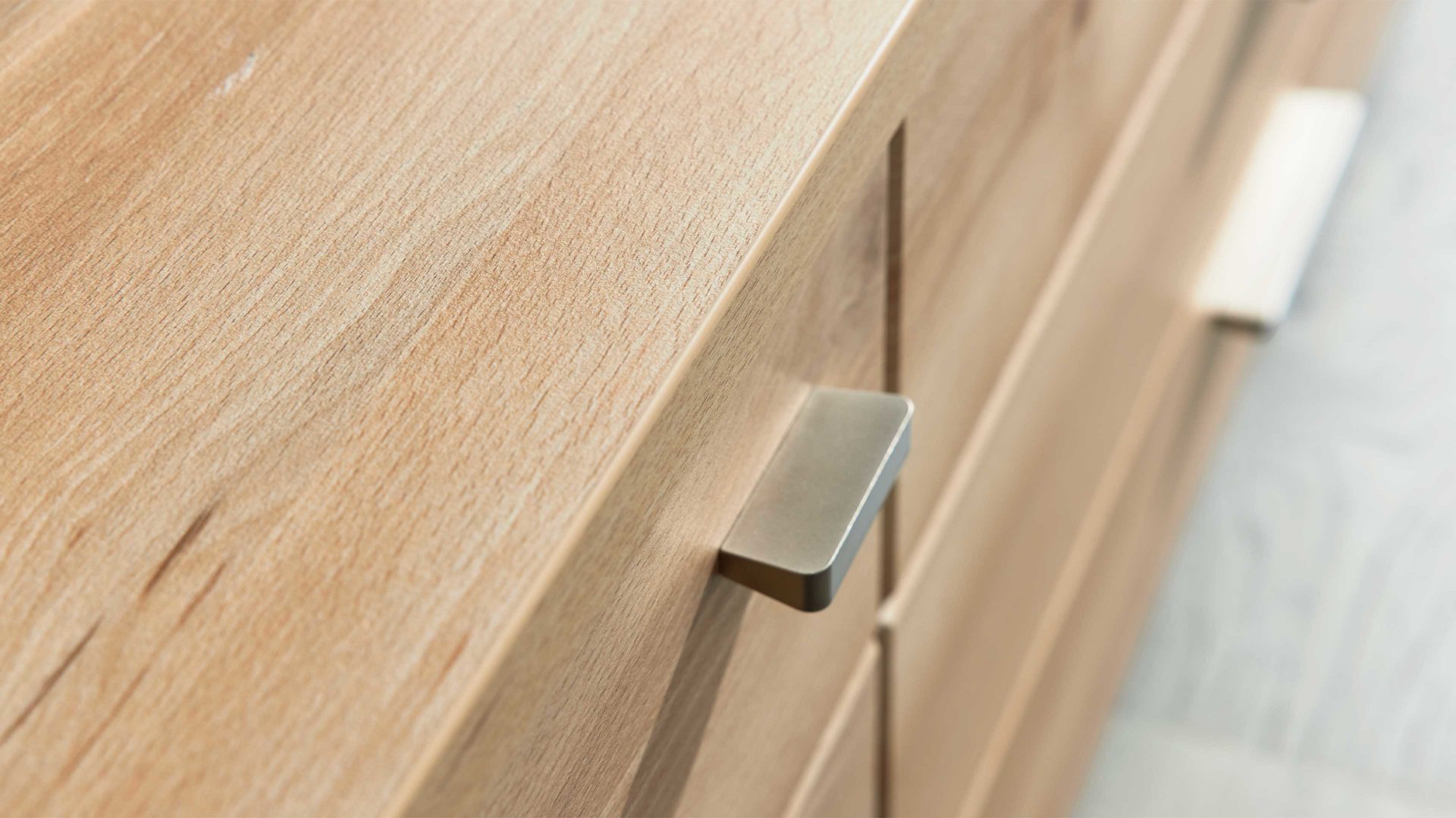 Wohnwand Interliving aus Holz in Holzfarben Hell Interliving Wohnzimmer Serie 2110 - Wohnwand Naturbuche - sechsteilig, Breite ca. 315 cm