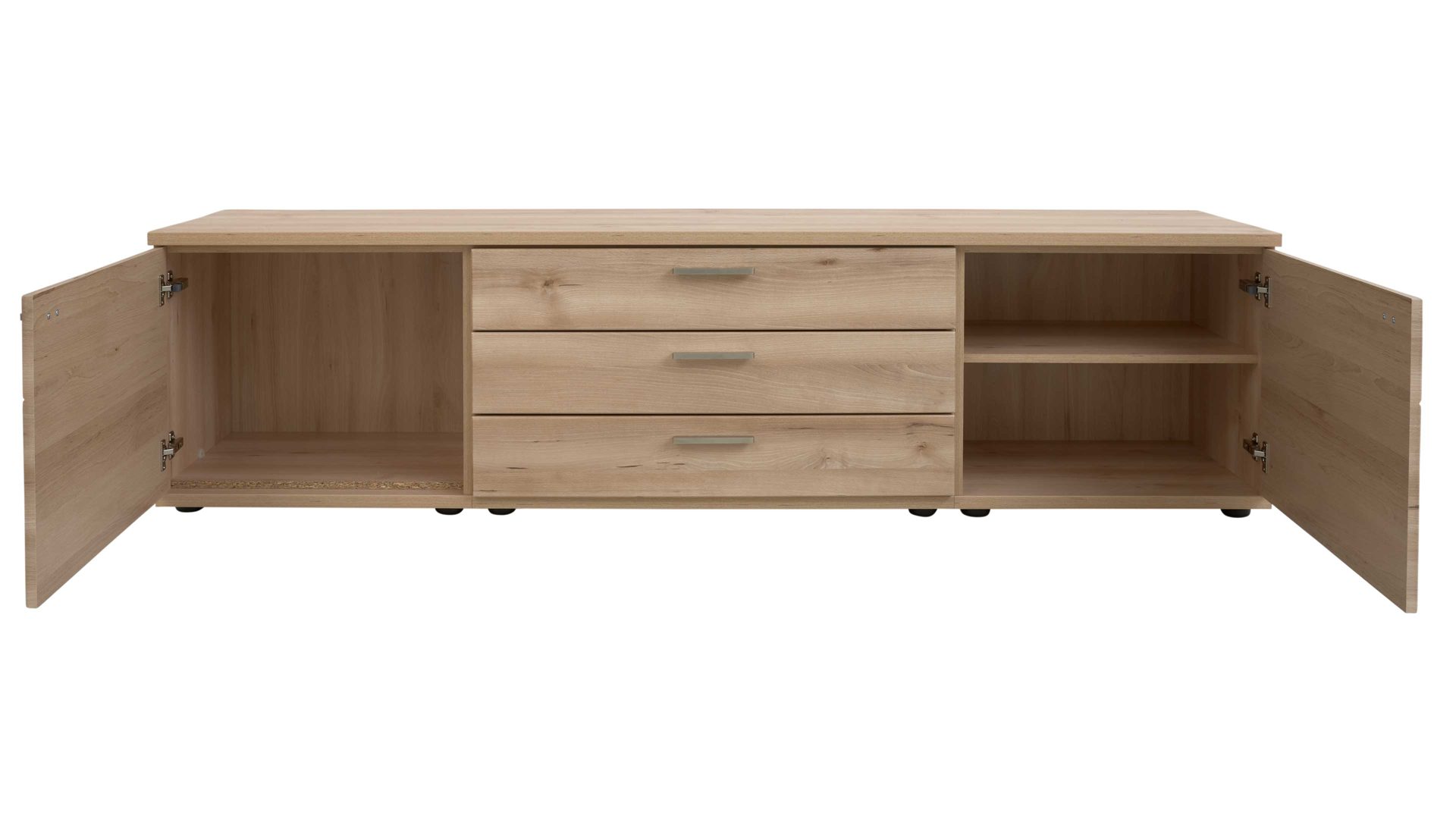 Wohnwand Interliving aus Holz in Holzfarben Hell Interliving Wohnzimmer Serie 2110 - Wohnwand Naturbuche - sechsteilig, Breite ca. 315 cm