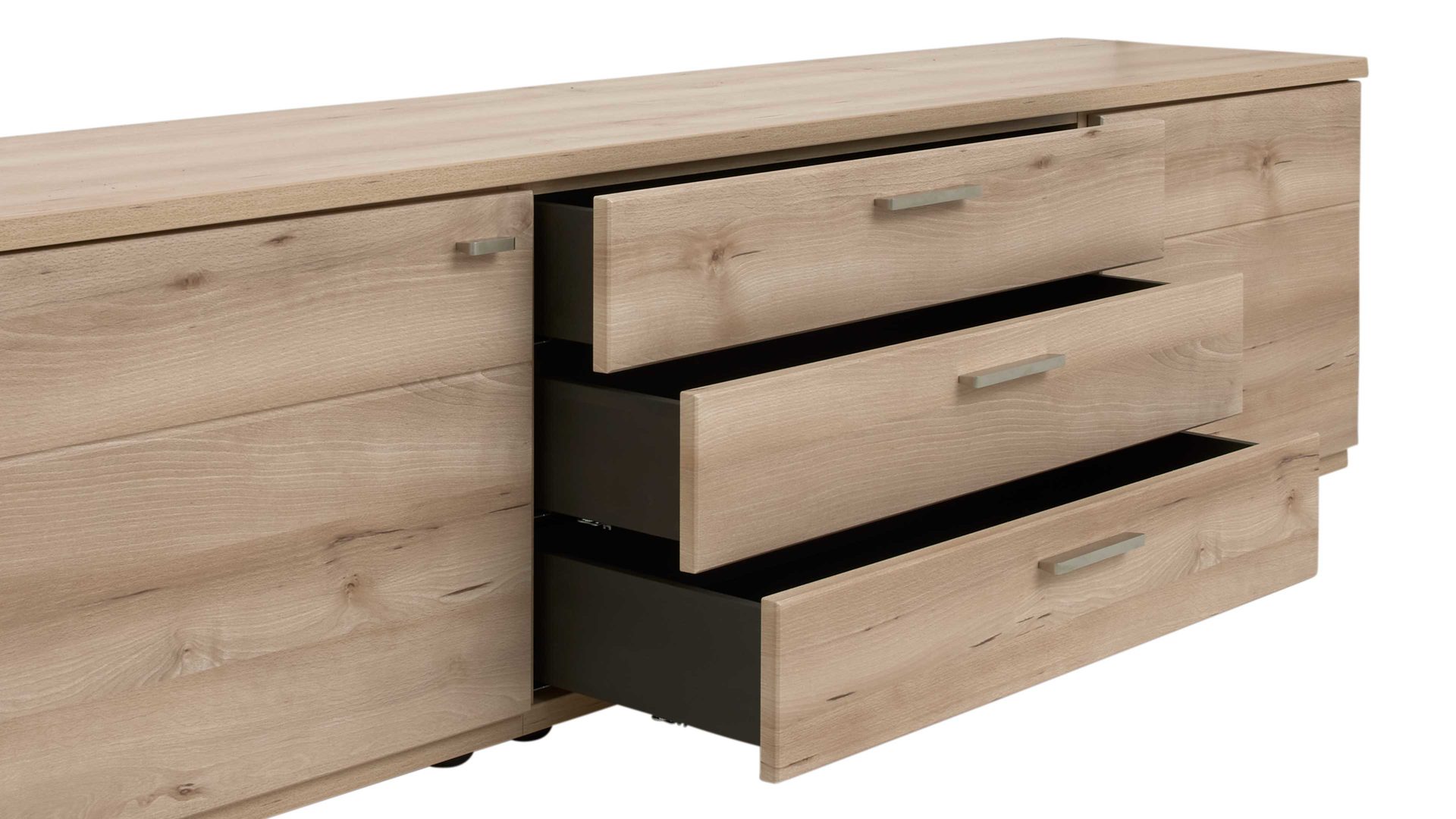 Wohnwand Interliving aus Holz in Holzfarben Hell Interliving Wohnzimmer Serie 2110 - Wohnwand EB31501 Naturbuche - sechsteilig, Breite ca. 315 cm