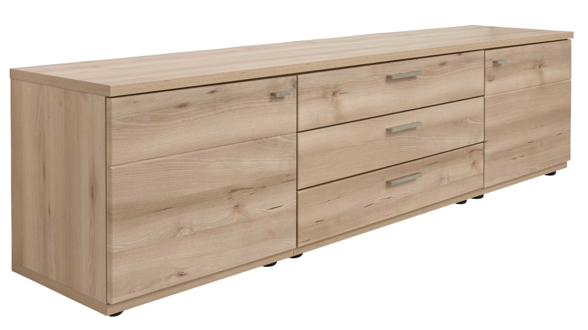 Wohnwand Interliving aus Holz in Holzfarben Hell Interliving Wohnzimmer Serie 2110 - Wohnwand EB31501 Naturbuche - sechsteilig, Breite ca. 315 cm