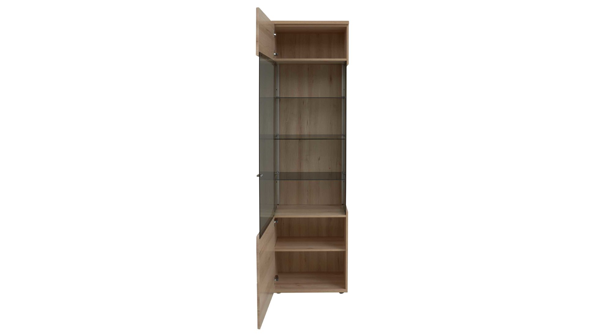 Vitrine Interliving aus Holz in Holzfarben Hell Interliving Wohnzimmer Serie 2110 - Vitrine Naturbuche - eine Tür, Höhe ca. 216 cm