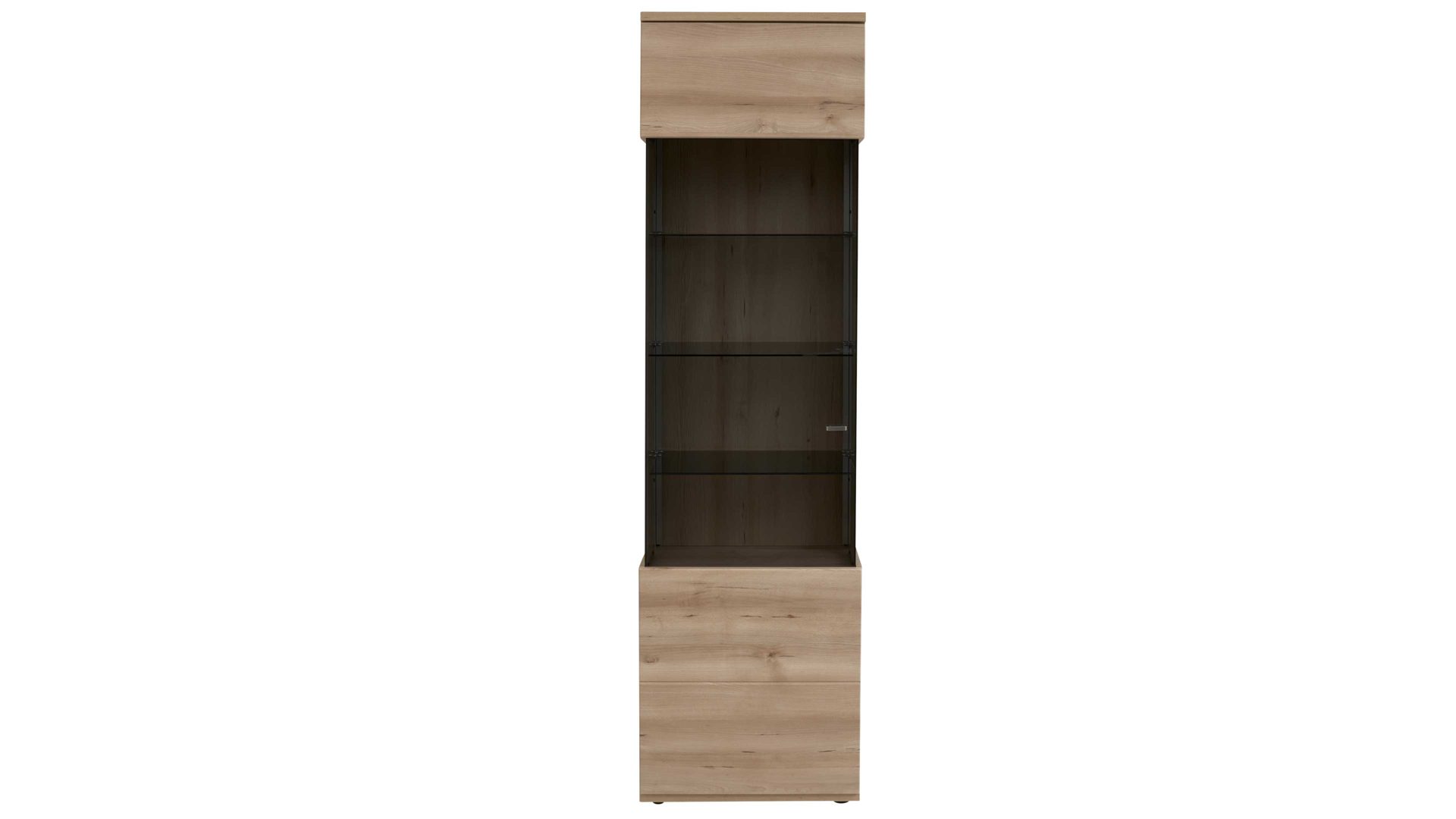 Vitrine Interliving aus Holz in Holzfarben Hell Interliving Wohnzimmer Serie 2110 - Vitrine Naturbuche - eine Tür, Höhe ca. 216 cm