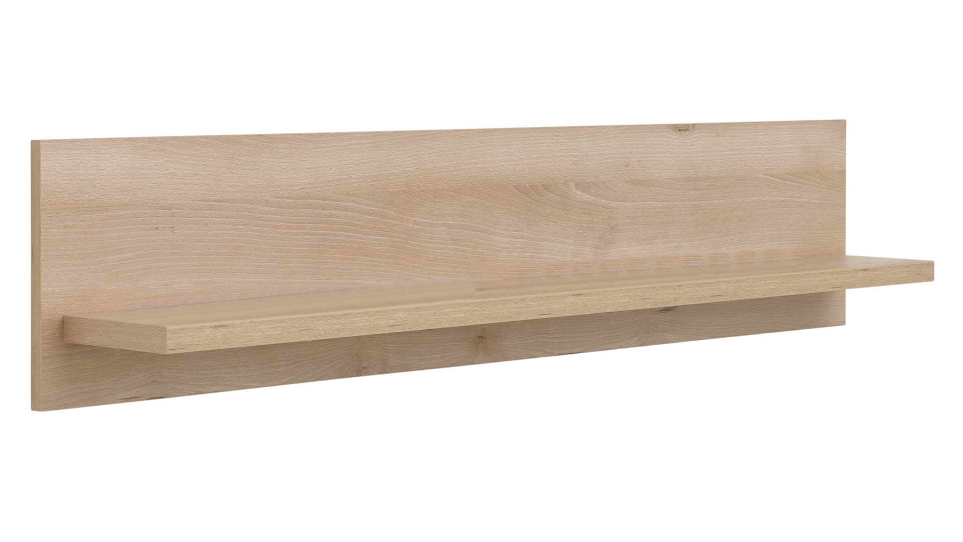Wandregal Interliving aus Holz in Holzfarben Hell Interliving Wohnzimmer Serie 2110 - Wandregal PAZ.120 Naturbuche - Länge ca. 120 cm