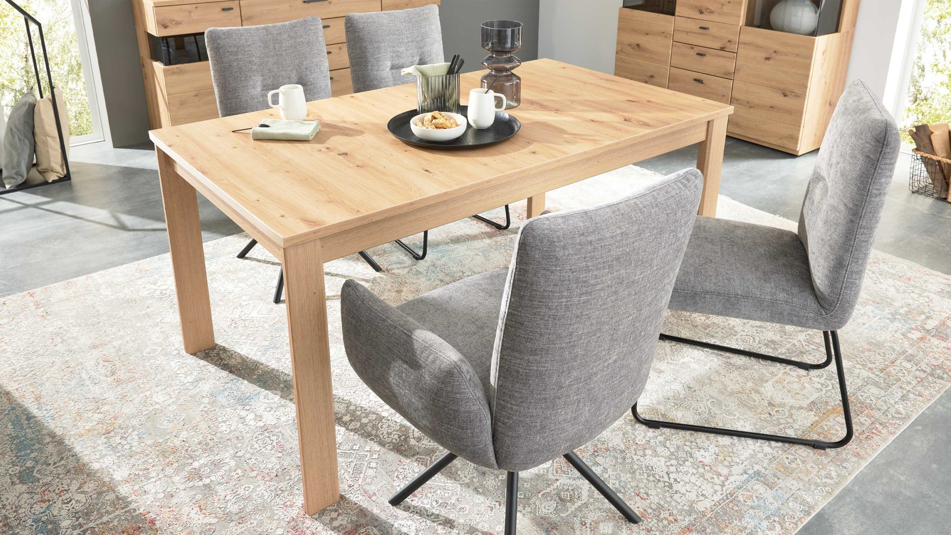 Auszugtisch Interliving aus Holz in Holzfarben Interliving Wohnzimmer Serie 2110 - Auszugtisch TEF3.160 Alteiche - ca. 160 - 220 x 90 cm