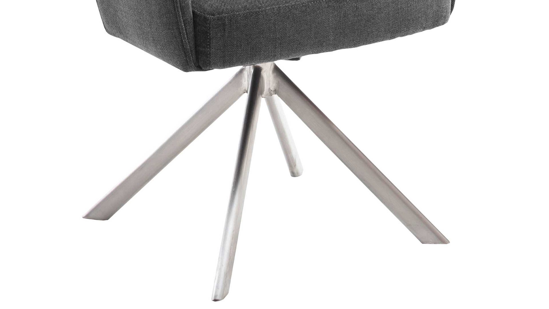 Polsterstuhl Mca furniture aus Stoff in Grau Polsterstuhl mit Drehfunktion dunkelgraue Chenille & Edelstahl