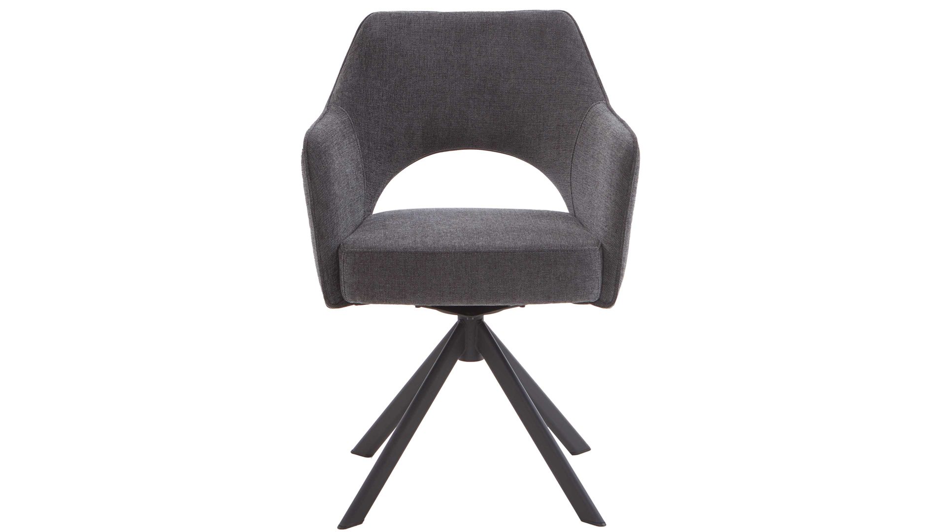 Polsterstuhl Mca furniture aus Stoff in Dunkelgrau Polsterstuhl mit Drehfunktion dunkelgrauer Chenille & schwarzer Stahl