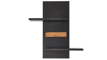 Wohnwand Mca furniture aus Holz in Schwarz Wohnmöbelserie Messina - Wohnwand Schwarzgrau & Risseiche - dreiteilig, Breite ca. 320 cm