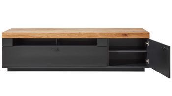 Wohnwand Mca furniture aus Holz in Schwarz Wohnmöbelserie Messina - Wohnwand Schwarzgrau & Risseiche - dreiteilig, Breite ca. 320 cm