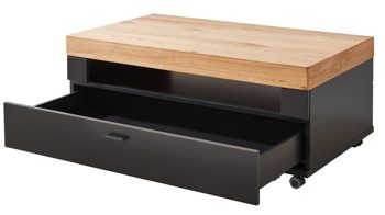 Couchtisch Mca furniture aus Holz in Schwarz Wohnmöbelserie Messina - Couchtisch Schwarzgrau & Risseiche - ca. 105 x 60 cm