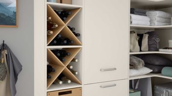 Einbauküche WERT KÜCHE® aus Holz in Weiß WERT KÜCHE® Nova - Hauswirtschaftsraumlösung Muschelweiß - Stellfäche ca. 195 x 258 cm