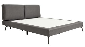 Boxspringbett Interliving aus Stoff in Dunkelgrau Interliving Bettensystem Serie 1416 - Boxspringbett graphitfarbene Mikrofaser Galero Punto 650006 & schwarze Metallfüße – Liegefläche ca. 180 x 200 cm