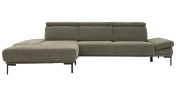 Ecksofa Interliving aus Stoff in Dunkelgrün Interliving Sofa Serie 4254 – Ecksofa jagdgrüner Bezug Mito 156 – Stellfläche ca. 185 x 300 cm