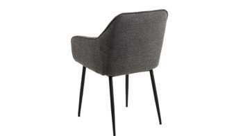 Vierfußstuhl Actona group aus Stoff in Anthrazit Armlehnstuhl Brooke anthrazitfarbener Bezug Monza 130 & schwarzes Metall