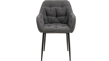 Vierfußstuhl Actona group aus Stoff in Anthrazit Armlehnstuhl Brooke anthrazitfarbener Bezug Monza 130 & schwarzes Metall