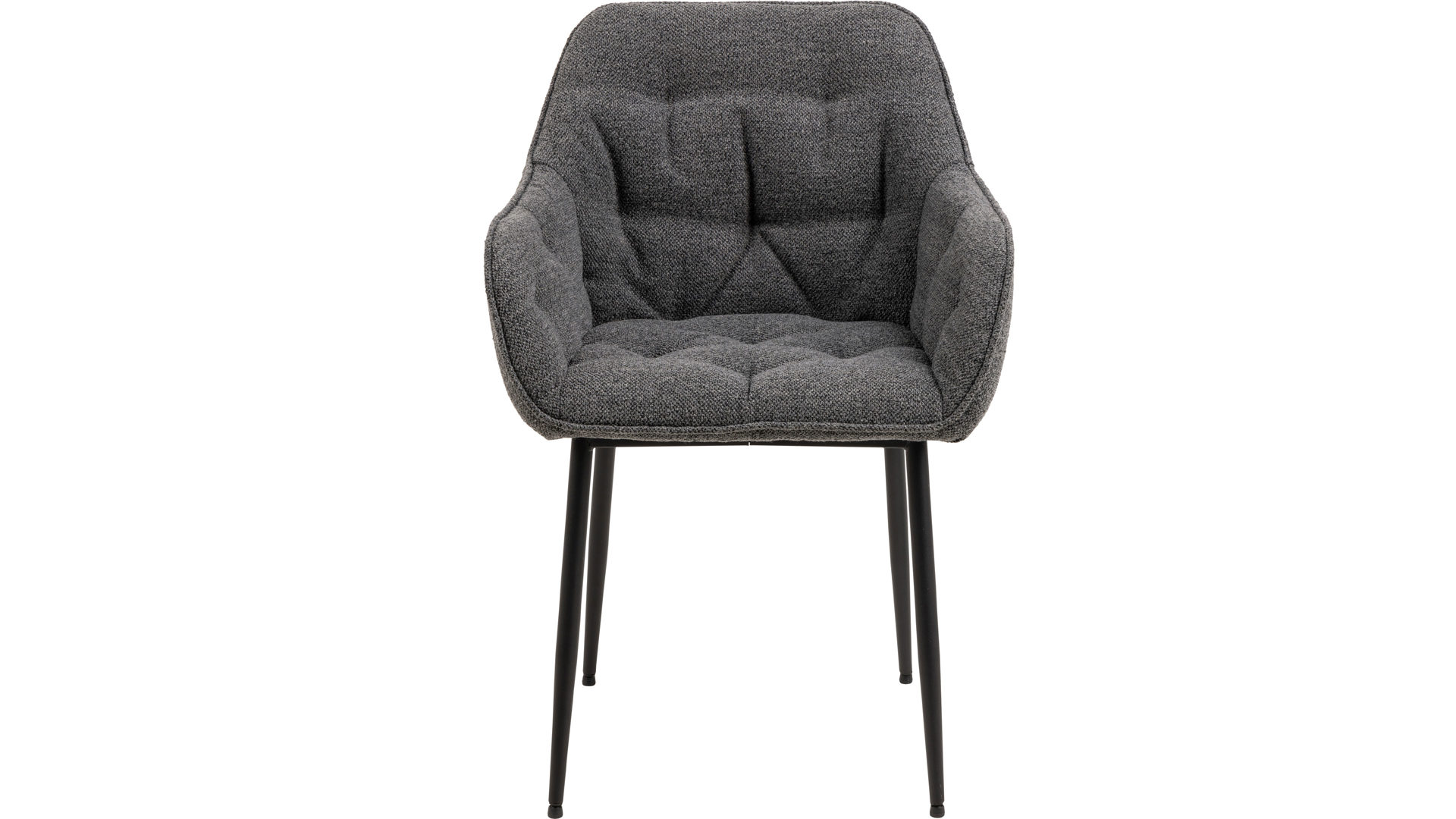 Vierfußstuhl Actona group aus Stoff in Anthrazit Armlehnstuhl Brooke anthrazitfarbener Bezug Monza 130 & schwarzes Metall